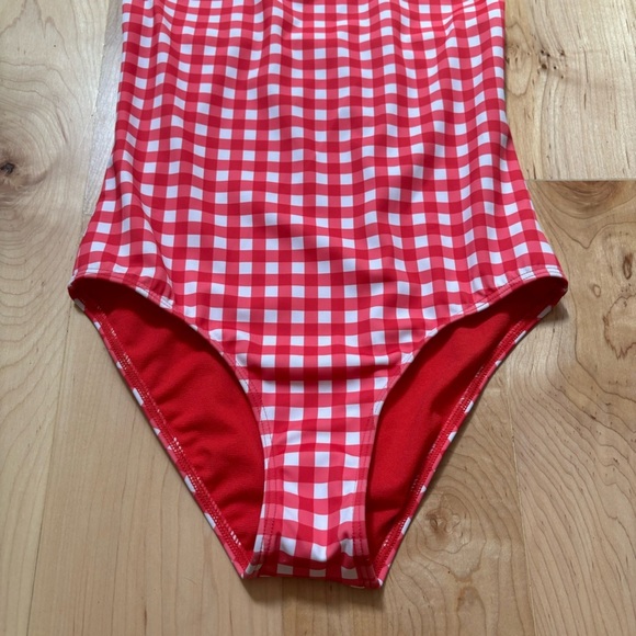 NWOT Roxy Red White Gingham One Piece Swimsuit - Picture 4 of 12